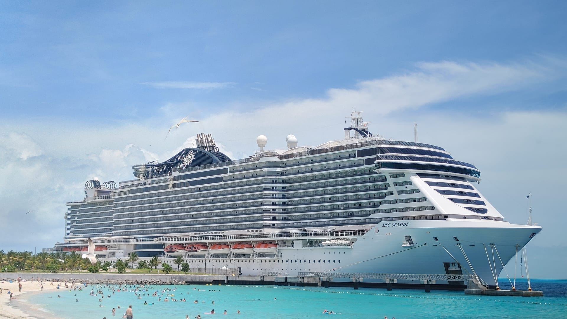 MSC Seaside am Pier von Ocean Cay